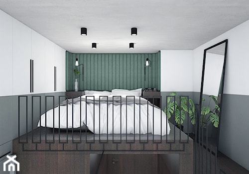 Wrocławski Szyk - Mała biała szara sypialnia na poddaszu, styl nowoczesny - zdjęcie od Szlachta Pracownia Projektowa
