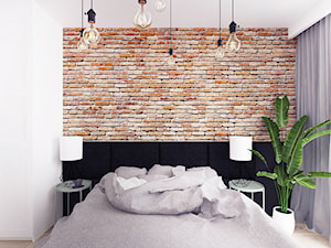 Jesionowa- Gdańsk Wrzeszcz - Średnia biała czarna sypialnia, styl industrialny - zdjęcie od Szlachta Pracownia Projektowa