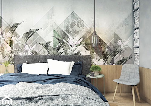 Aranżacja mieszkania Gdańsk, ul. Lawendowe Wzgórza - Średnia brązowa szara z panelami tapicerowanymi sypialnia, styl nowoczesny - zdjęcie od Szlachta Pracownia Projektowa