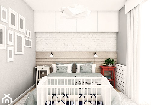 Średnia biała szara sypialnia, styl skandynawski - zdjęcie od Szlachta Pracownia Projektowa