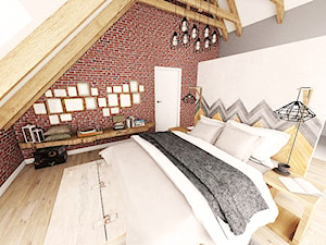 Aranżacja wnętrza domu w Konarzynkach - Średnia szara sypialnia na poddaszu, styl vintage - zdjęcie od Szlachta Pracownia Projektowa