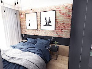 Kawalerka na Chmielnej - Średnia czarna szara sypialnia, styl industrialny - zdjęcie od Szlachta Pracownia Projektowa
