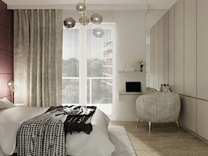 KRAKÓW_49m2 - Średnia biała z biurkiem sypialnia z balkonem / tarasem, styl nowoczesny - zdjęcie od 91m2 Architektura Wnętrz
