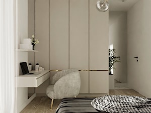 KRAKÓW_49m2 - Średnia biała z biurkiem sypialnia, styl nowoczesny - zdjęcie od 91m2 Architektura Wnętrz