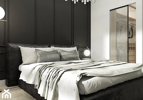 KRAKÓW_49m2 - Średnia biała czarna sypialnia, styl nowoczesny - zdjęcie od 91m2 Architektura Wnętrz