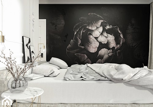WARSZAWA_70m2 - Mała biała czarna sypialnia, styl nowoczesny - zdjęcie od 91m2 Architektura Wnętrz
