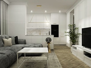 MIESZKANIE K. LUBLINA - Mały biały salon z kuchnią, styl tradycyjny - zdjęcie od 91m2 Architektura Wnętrz