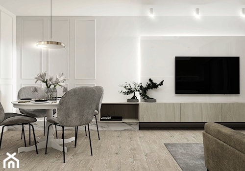 WARSZAWA_52m2 - Średnia biała jadalnia w salonie, styl minimalistyczny - zdjęcie od 91m2 Architektura Wnętrz