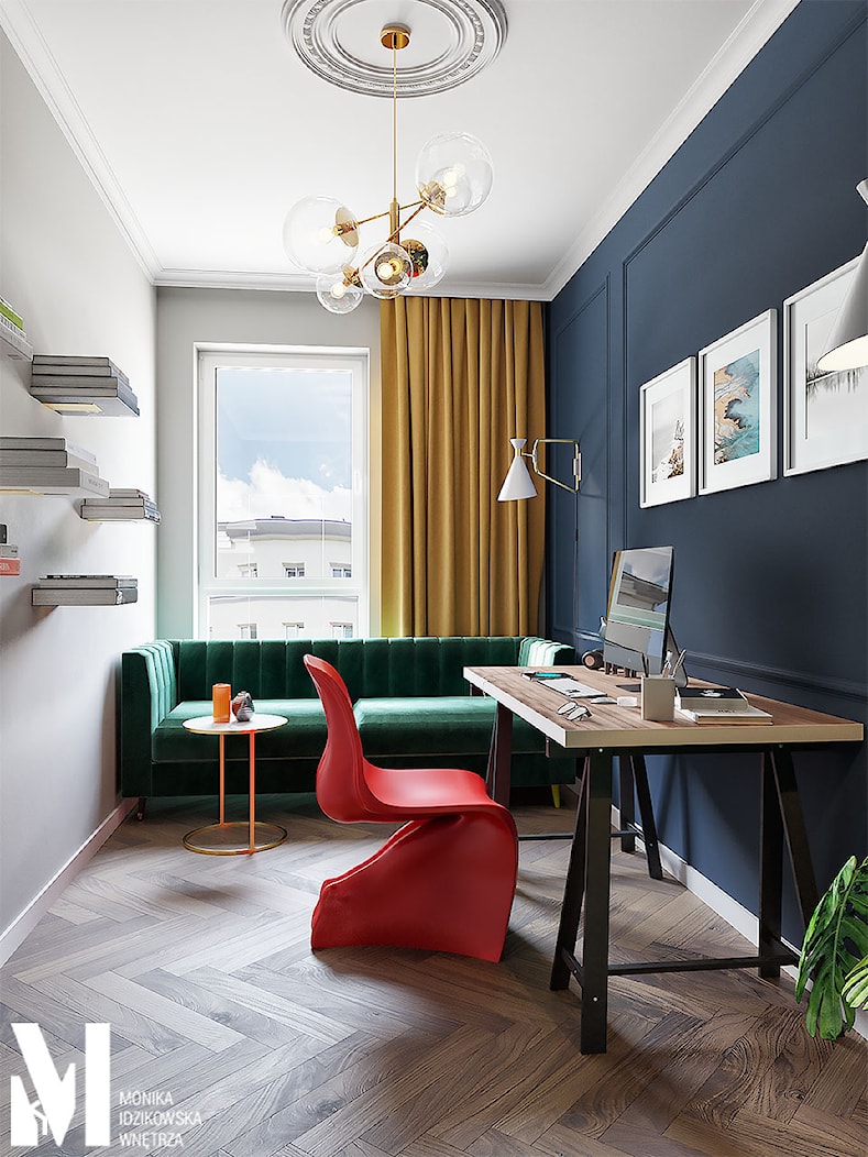 Odważne kolory w pracy - Biuro, styl nowoczesny - zdjęcie od Monika Idzikowska Wnętrza - Homebook