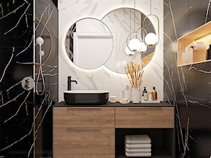 Black/white/wood bathroom - Łazienka, styl nowoczesny - zdjęcie od Monika Idzikowska Wnętrza