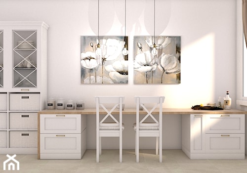 Kuchnia w stylu klasycznym - Mała otwarta biała kuchnia jednorzędowa z oknem, styl tradycyjny - zdjęcie od Inny wymiar studio projektowania wnętrz