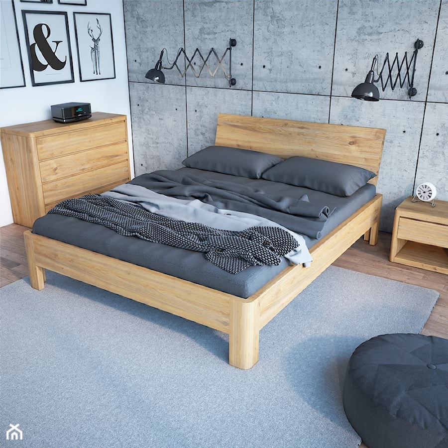 Mała biała szara sypialnia, styl industrialny - zdjęcie od senpo.pl – łóżka, materace, stelaże