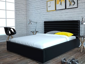 Średnia szara sypialnia, styl industrialny - zdjęcie od senpo.pl – łóżka, materace, stelaże