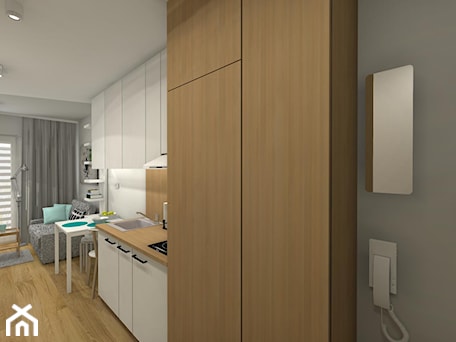 Aranżacje wnętrz - Kuchnia: MIKRO APARTAMENT 18,50m2 - Kuchnia - Pracownia Projektowa Małgorzata Roszczewska. Przeglądaj, dodawaj i zapisuj najlepsze zdjęcia, pomysły i inspiracje designerskie. W bazie mamy już prawie milion fotografii!