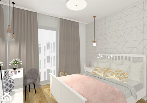 Kobiece mieszkanie - Średnia biała sypialnia z balkonem / tarasem - zdjęcie od Pracownia Projektowa Małgorzata Roszczewska