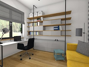 DOM pod Poznaniem - Średnie w osobnym pomieszczeniu z sofą białe biuro, styl nowoczesny - zdjęcie od Pracownia Projektowa Małgorzata Roszczewska