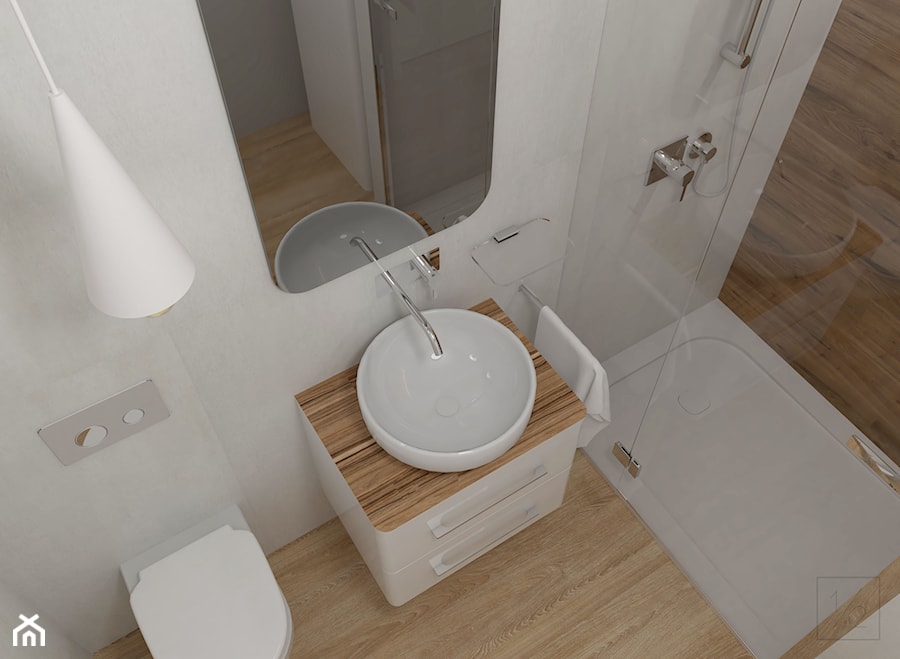 Łazienka dla gości - projekt - Mała bez okna łazienka, styl nowoczesny - zdjęcie od JEDNA DRUGA
