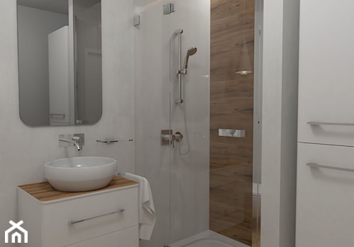 Łazienka dla gości - projekt - Mała na poddaszu bez okna z lustrem łazienka, styl nowoczesny - zdjęcie od JEDNA DRUGA