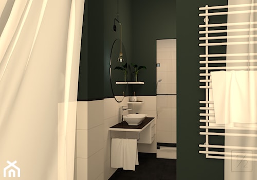 Łazienka w zieleni - projekt - Średnia bez okna z lustrem łazienka, styl tradycyjny - zdjęcie od JEDNA DRUGA