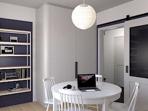 mieszkanie, Kolbudy - projekt - Średnia biała niebieska jadalnia jako osobne pomieszczenie, styl nowoczesny - zdjęcie od JEDNA DRUGA