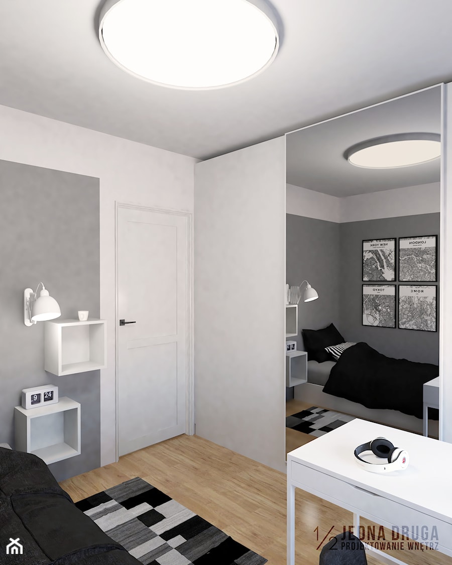 mieszkanie, Kolbudy - projekt - Sypialnia, styl minimalistyczny - zdjęcie od JEDNA DRUGA