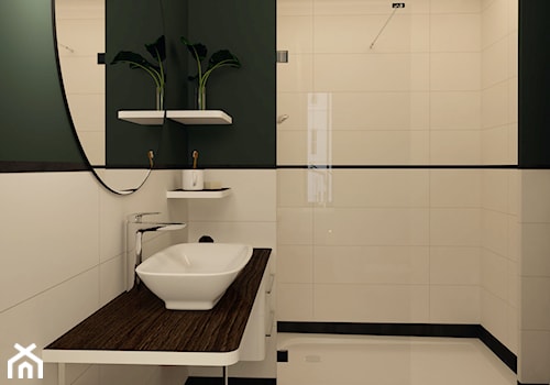 Łazienka w zieleni - projekt - Mała bez okna z lustrem łazienka, styl tradycyjny - zdjęcie od JEDNA DRUGA