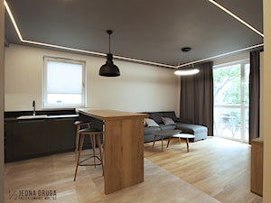 Mieszkanie pod wynajem, Oliwa - realizacja - Mały beżowy salon z kuchnią z jadalnią z tarasem / balkonem, styl nowoczesny - zdjęcie od JEDNA DRUGA