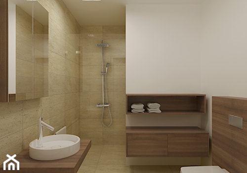 01 - Średnia na poddaszu bez okna łazienka, styl minimalistyczny - zdjęcie od Ewa Kramm Pracownia Architektury