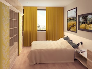 02 - Mała beżowa sypialnia, styl minimalistyczny - zdjęcie od Ewa Kramm Pracownia Architektury