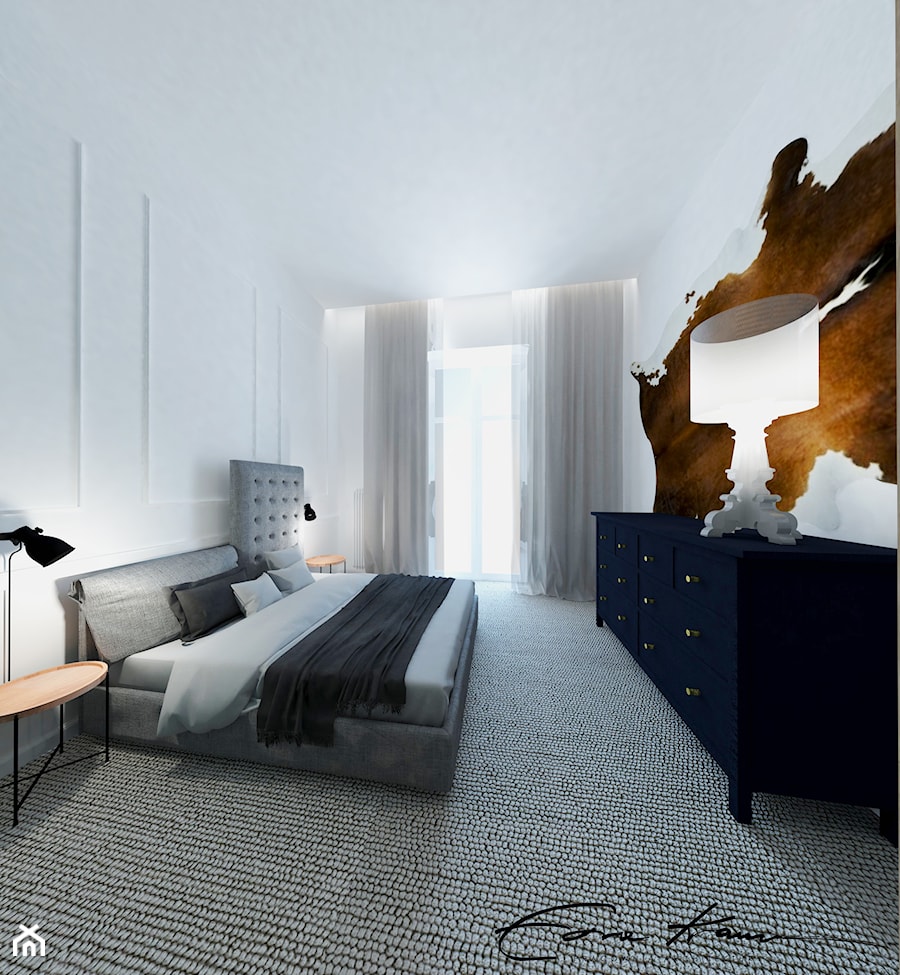 03 - Średnia biała sypialnia, styl tradycyjny - zdjęcie od Ewa Kramm Pracownia Architektury