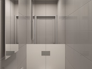 01 - Mała na poddaszu bez okna z lustrem łazienka, styl minimalistyczny - zdjęcie od Ewa Kramm Pracownia Architektury