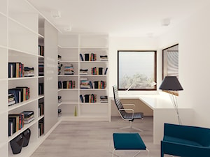 01 - Średnie z zabudowanym biurkiem białe biuro, styl minimalistyczny - zdjęcie od Ewa Kramm Pracownia Architektury