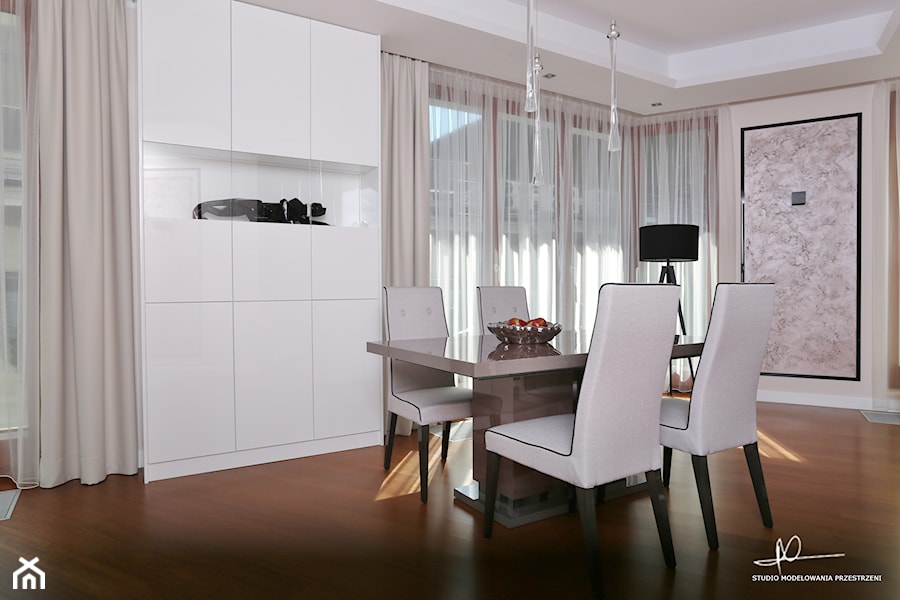 nowoczesna elegancja - Średnia szara jadalnia jako osobne pomieszczenie, styl nowoczesny - zdjęcie od Studio Modelowania Przestrzeni