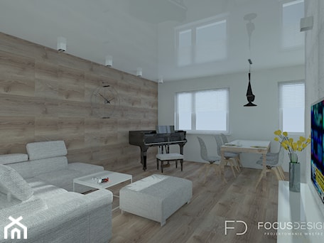 Aranżacje wnętrz - Salon: PROJEKT APARTAMENTU W KATOWICACH - Średni biały salon z jadalnią, styl nowoczesny - Focus Design. Przeglądaj, dodawaj i zapisuj najlepsze zdjęcia, pomysły i inspiracje designerskie. W bazie mamy już prawie milion fotografii!