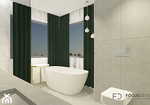 WILLA W CZĘSTOCHOWIE - Mała na poddaszu z dwoma umywalkami łazienka z oknem, styl minimalistyczny - zdjęcie od Focus Design