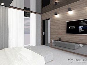 SYPIALNIA W DOMU POD WROCŁAWIEM - Duża beżowa sypialnia - zdjęcie od Focus Design