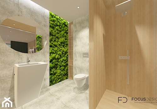 WILLA W CZĘSTOCHOWIE - Średnia na poddaszu bez okna z lustrem łazienka, styl minimalistyczny - zdjęcie od Focus Design