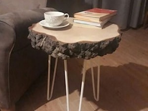 stolik z plastra drewna styl industrialny hairpin
