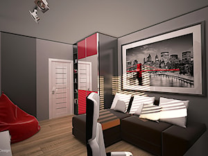 Pokój nastolatka - Duży szary pokój dziecka dla nastolatka dla chłopca, styl nowoczesny - zdjęcie od Edmonston Design- Studio Projektowania i Aranżacji Wnętrz
