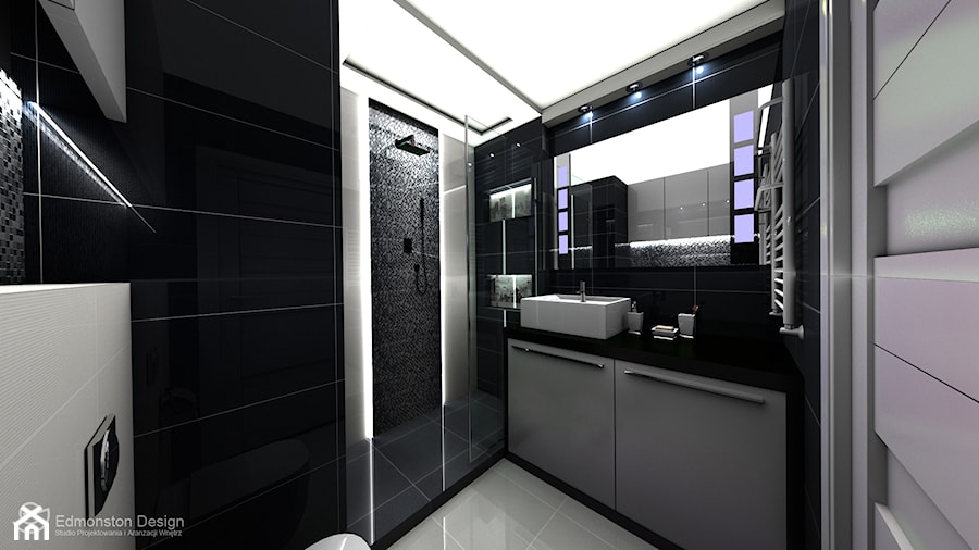 Łazienka w ponadczasowej czerni i bieli - zdjęcie od Edmonston Design- Studio Projektowania i Aranżacji Wnętrz