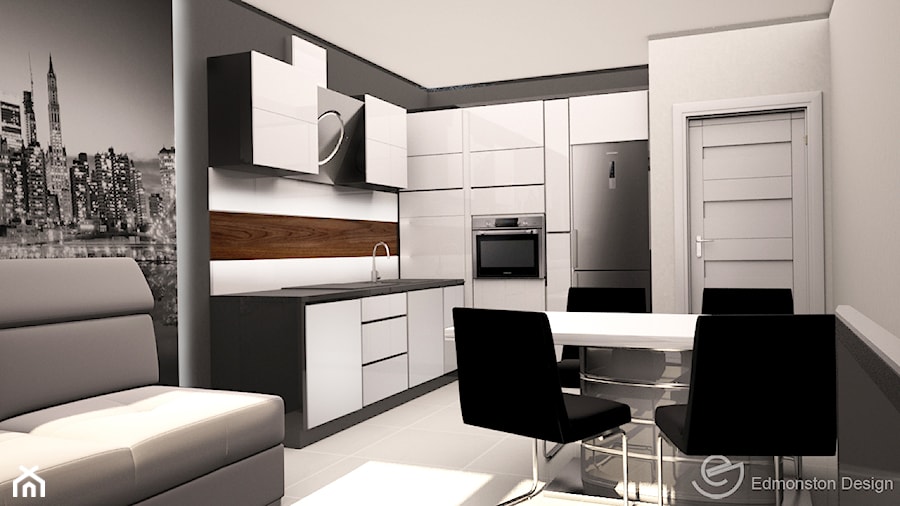 Kuchnia biała na wysoki połysk - Kuchnia, styl nowoczesny - zdjęcie od Edmonston Design- Studio Projektowania i Aranżacji Wnętrz