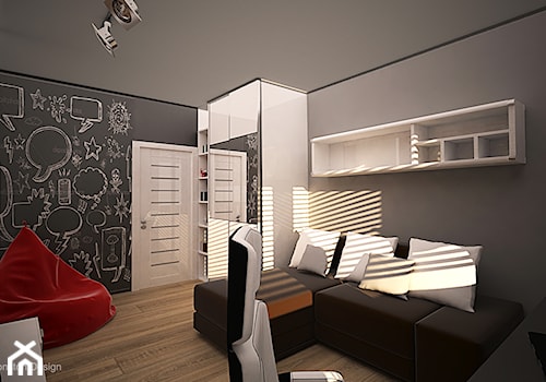 Pokój nastolatka - Średni czarny szary pokój dziecka dla nastolatka dla chłopca dla dziewczynki, styl nowoczesny - zdjęcie od Edmonston Design- Studio Projektowania i Aranżacji Wnętrz