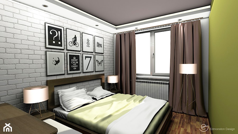 Sypialnia - Średnia biała zielona sypialnia, styl nowoczesny - zdjęcie od Edmonston Design- Studio Projektowania i Aranżacji Wnętrz