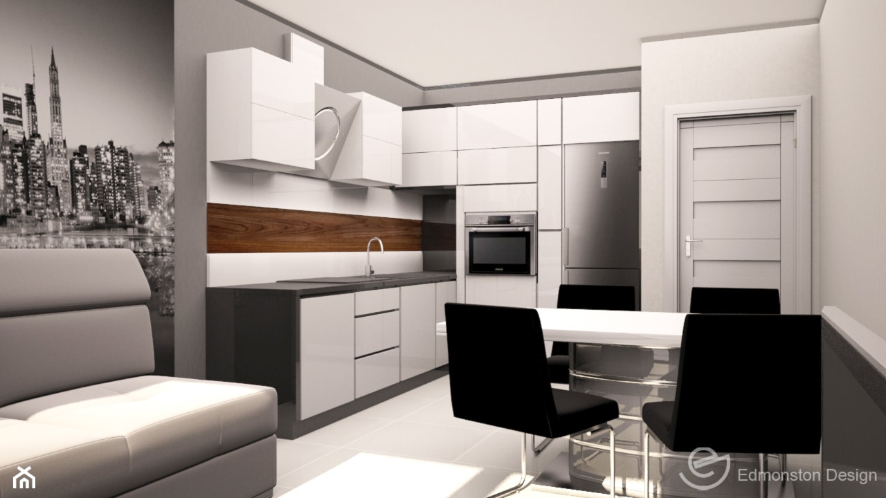 Kuchnia biała na wysoki połysk - Kuchnia, styl nowoczesny - zdjęcie od Edmonston Design- Studio Projektowania i Aranżacji Wnętrz - Homebook