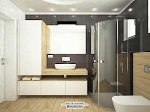 Gąsówka-Skwarki | Łazienka na parterze w dwóch wersjach kolorystycznych - Średnia z punktowym oświetleniem łazienka z oknem, styl nowoczesny - zdjęcie od "TWORZYWO" Warsztat Architektury Wnętrz