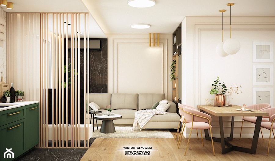 Warszawa | Ursus | Mieszkanie 4 pokojowe w stylu modern-classic - Salon, styl nowoczesny - zdjęcie od "TWORZYWO" Warsztat Architektury Wnętrz