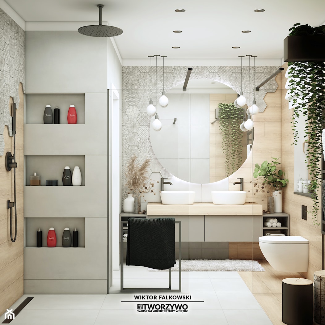 Drohiczyn nad Bugiem | Projekt 3 łazienek w stylu nowoczesnym w rezydencji - Łazienka, styl nowoczesny - zdjęcie od "TWORZYWO" Warsztat Architektury Wnętrz - Homebook