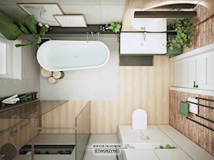 Poznań | Oborniki | Projekt łazienki soft-loft w domu jednorodzinnym - Łazienka, styl industrialny - zdjęcie od "TWORZYWO" Warsztat Architektury Wnętrz