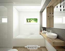 Białystok | Nadawki | Projekt łazienki w stylu nowoczesnym - Średnia na poddaszu łazienka z oknem, ... - zdjęcie od "TWORZYWO" Warsztat Architektury Wnętrz - Homebook