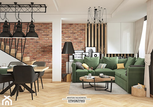 Białystok | Nowe Miasto | Projekt segmentu szeregowego w stylu Loft - Salon, styl industrialny - zdjęcie od "TWORZYWO" Warsztat Architektury Wnętrz